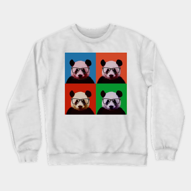 Geeky Nerd Panda in 4 Colors Print / Home Decor / Wall Art / Poster / Gift / Birthday / Panda Lover Gift / Animal print Crewneck Sweatshirt by luigitarini